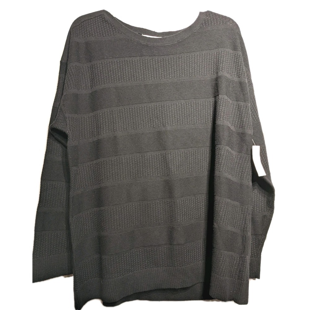 Coldwater Creek Sweater Women 2X 20-22 Wool Blend Cable Stripe Boat Neck NWT